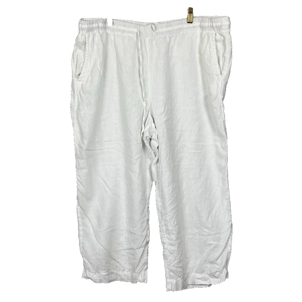 Charter Club Pants Women's XXL Luxury Linen Wide Leg White Lightweight Lined